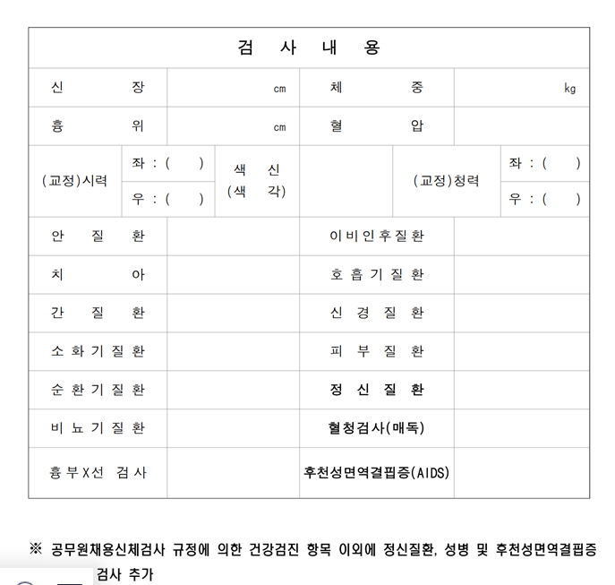 결혼비자 건강진단서 양식
